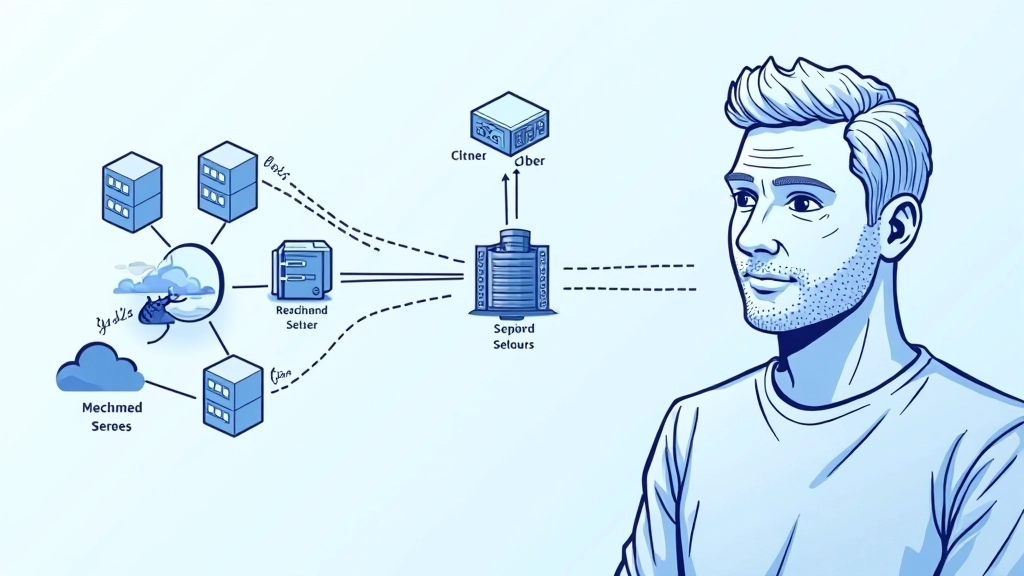 Vizuāls salīdzinājums starp centralizētu sistēmu ar vienu galveno serveri un decentralizētu sistēmu ar vairākiem savienotiem mezgliem